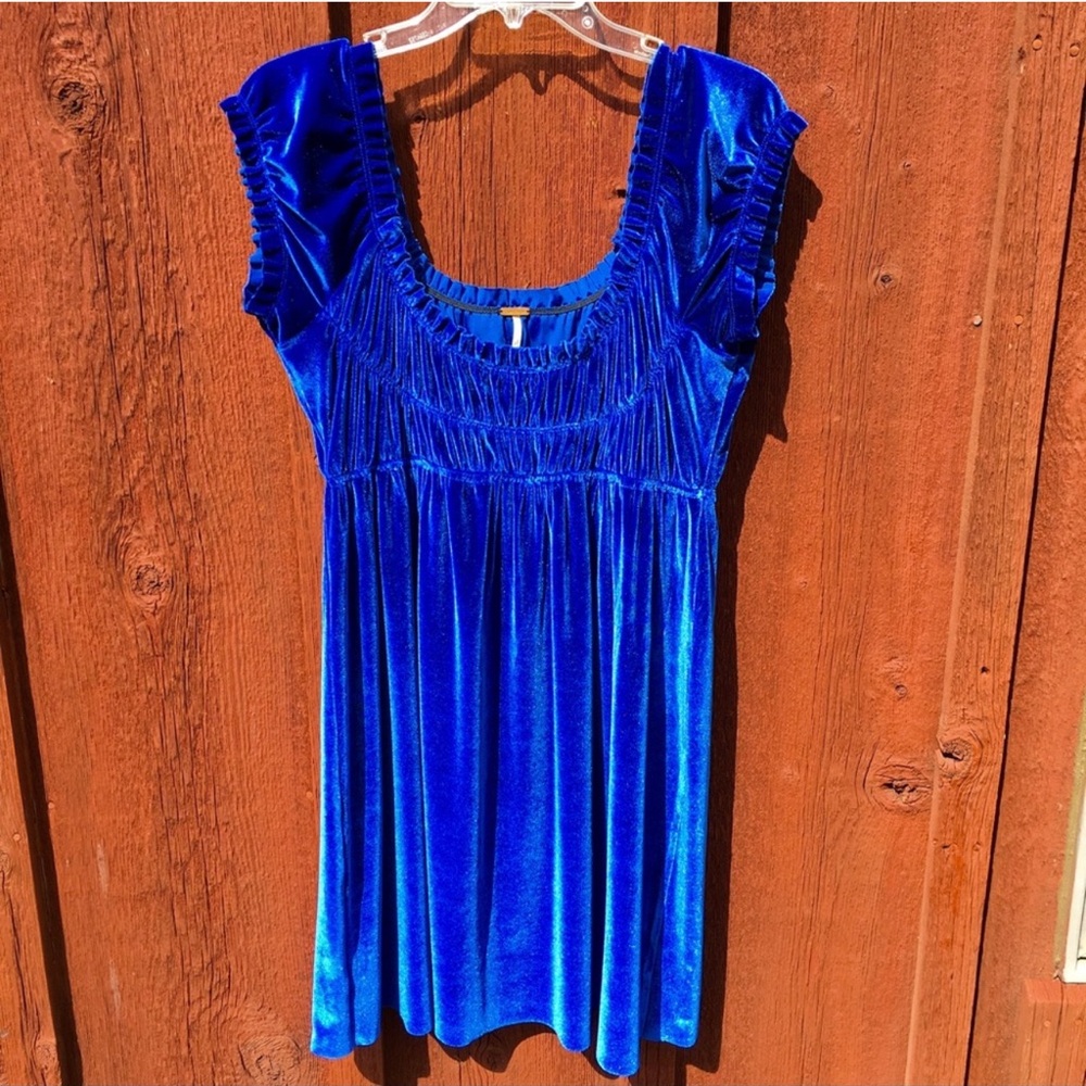 Free People Vibrant Blue Velvet Dress
